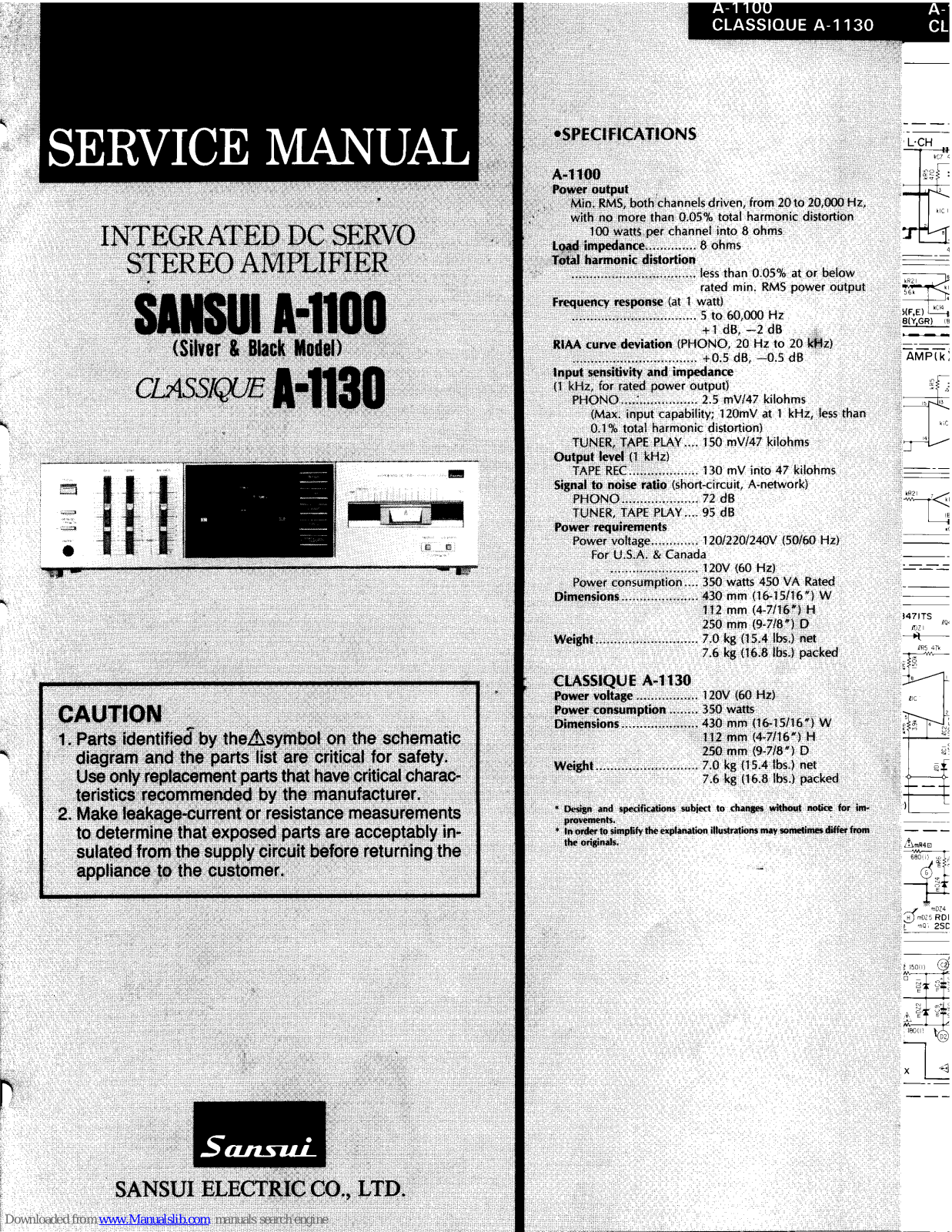 Sansui CLassique A-1130 Service Manual