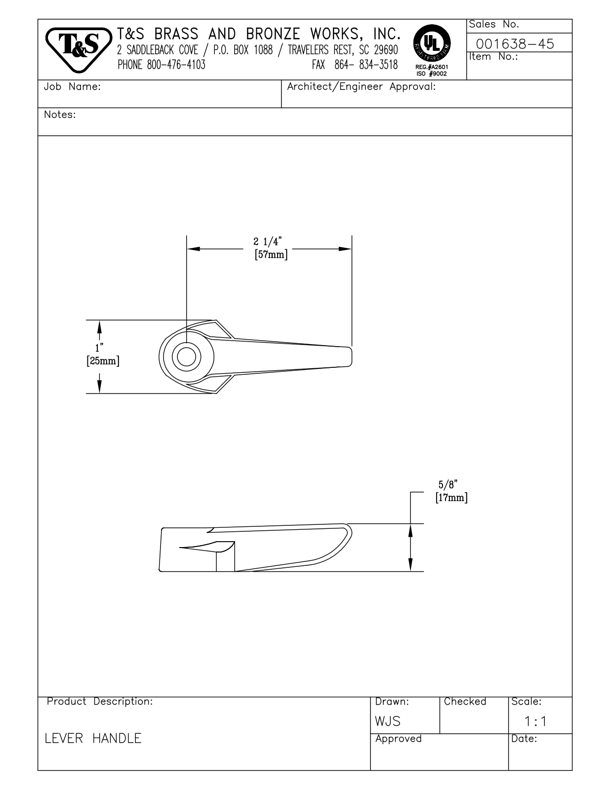 T&S Brass 001638-45 User Manual