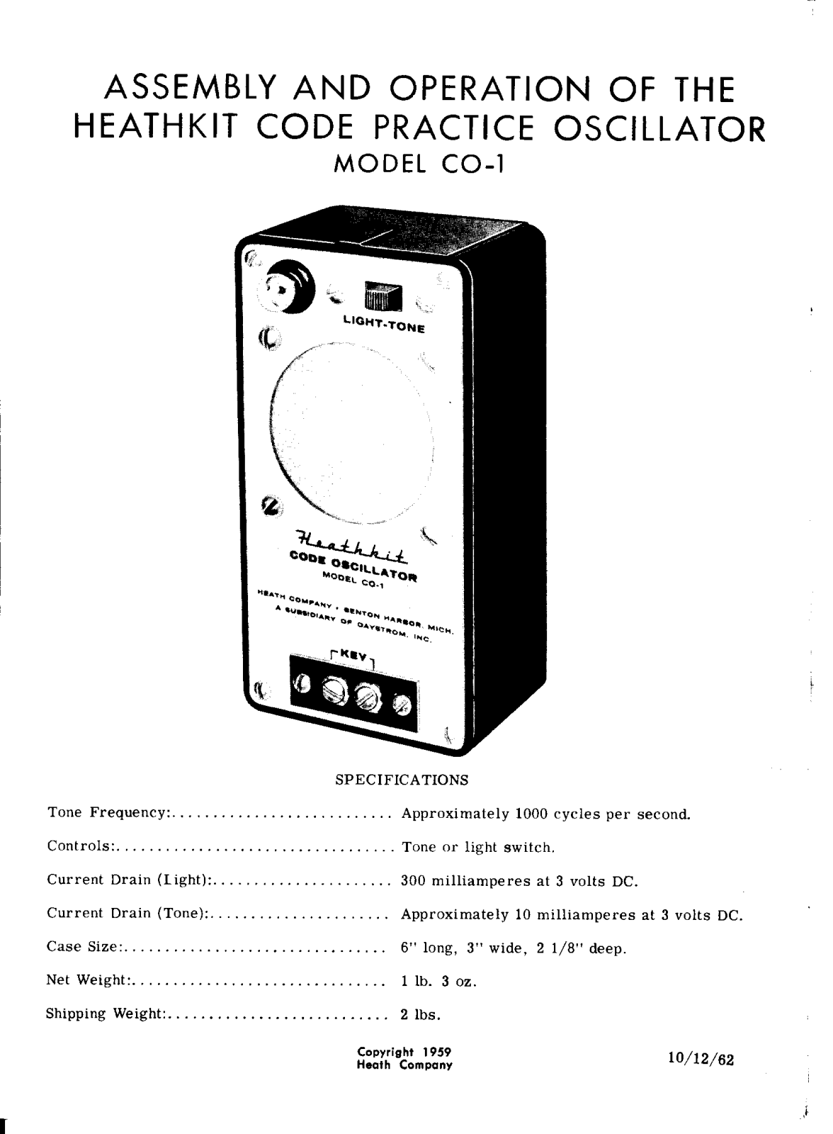 Heath Heathkit C0-1 Operating Manual