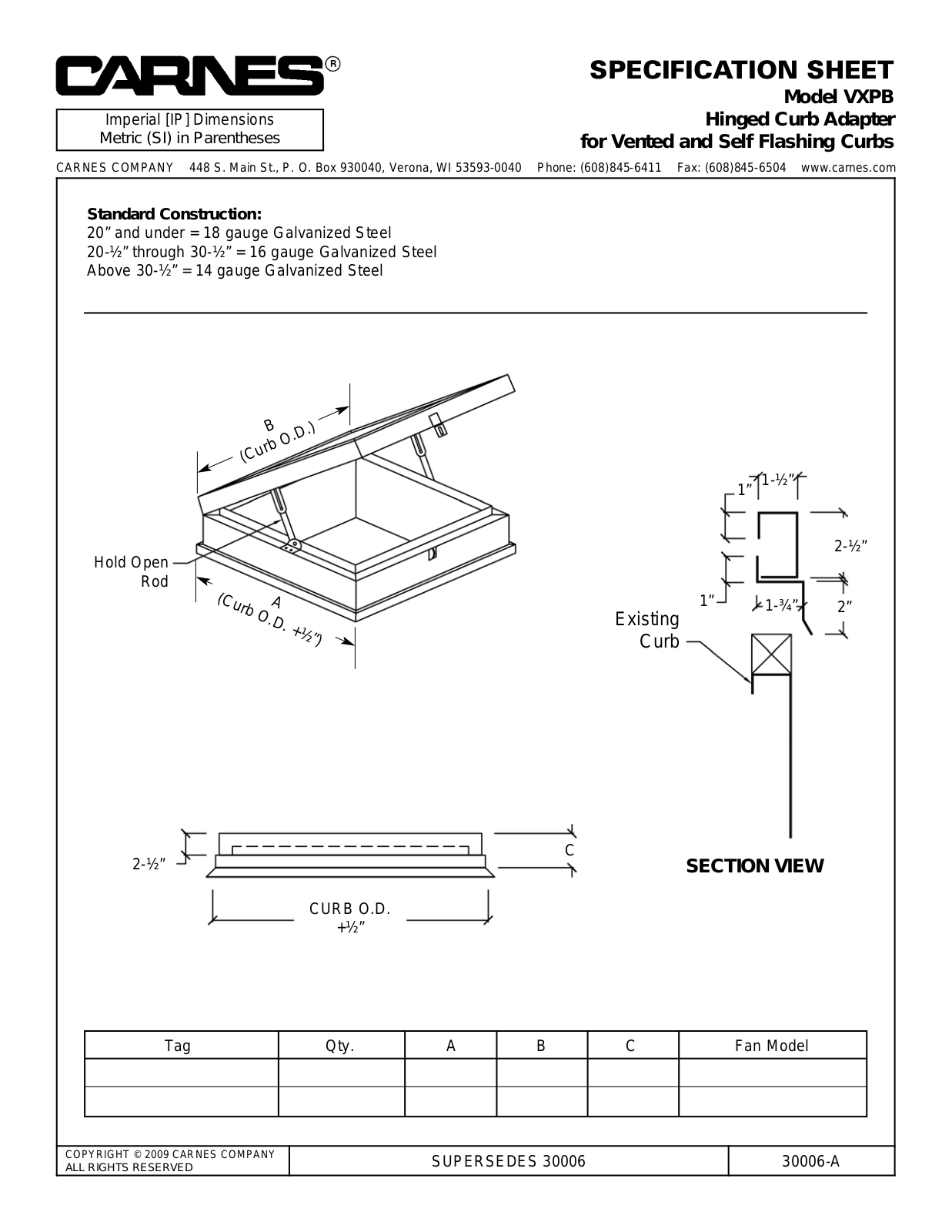 Carnes VXPB User Manual