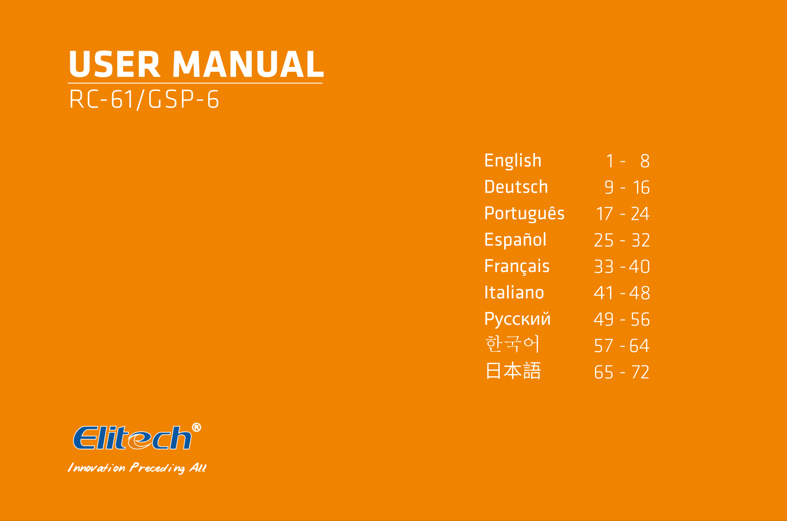 Elitech GSP-6, RC-61 User Manual