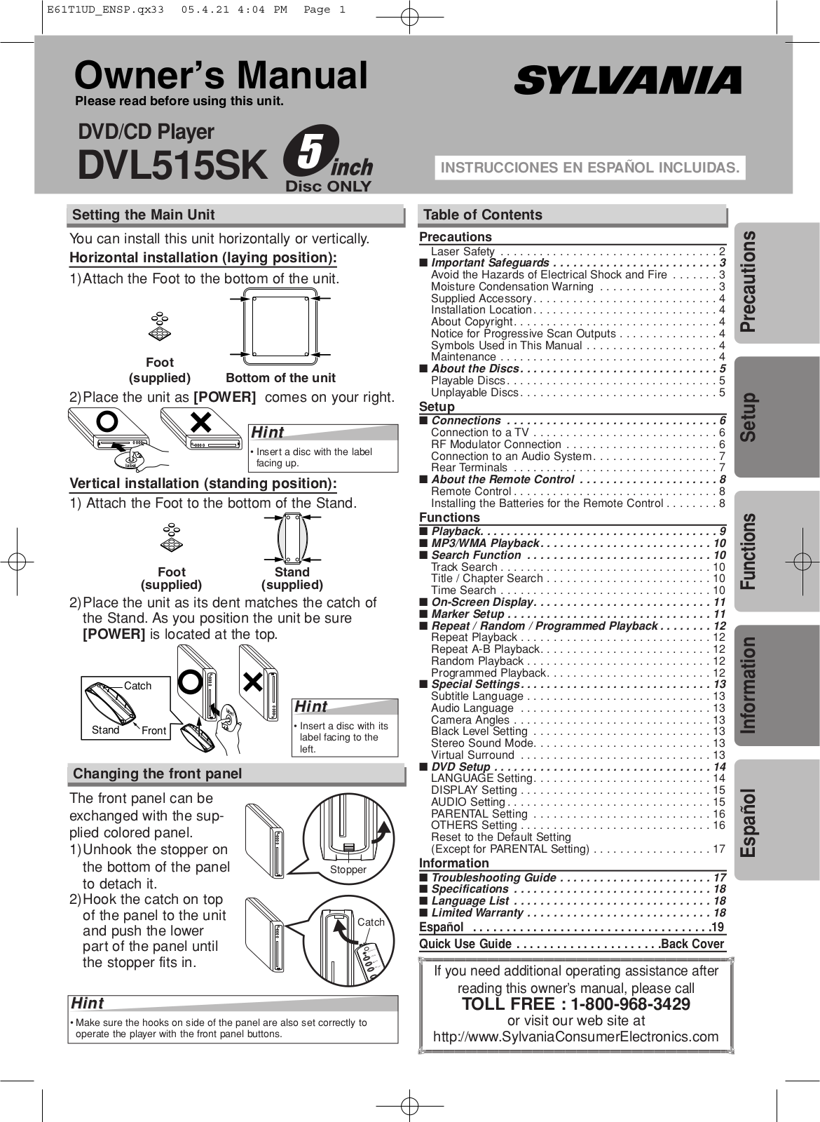 Sylvania DVL515SK User Manual