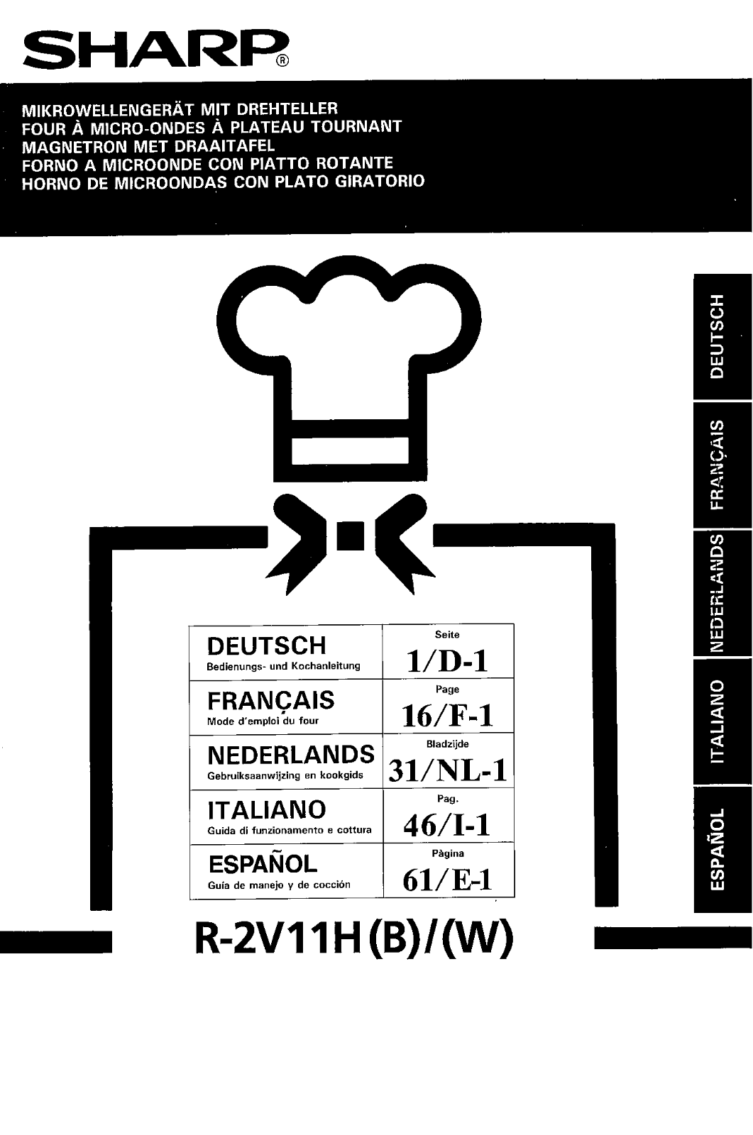 Sharp R-2V11H User Manual