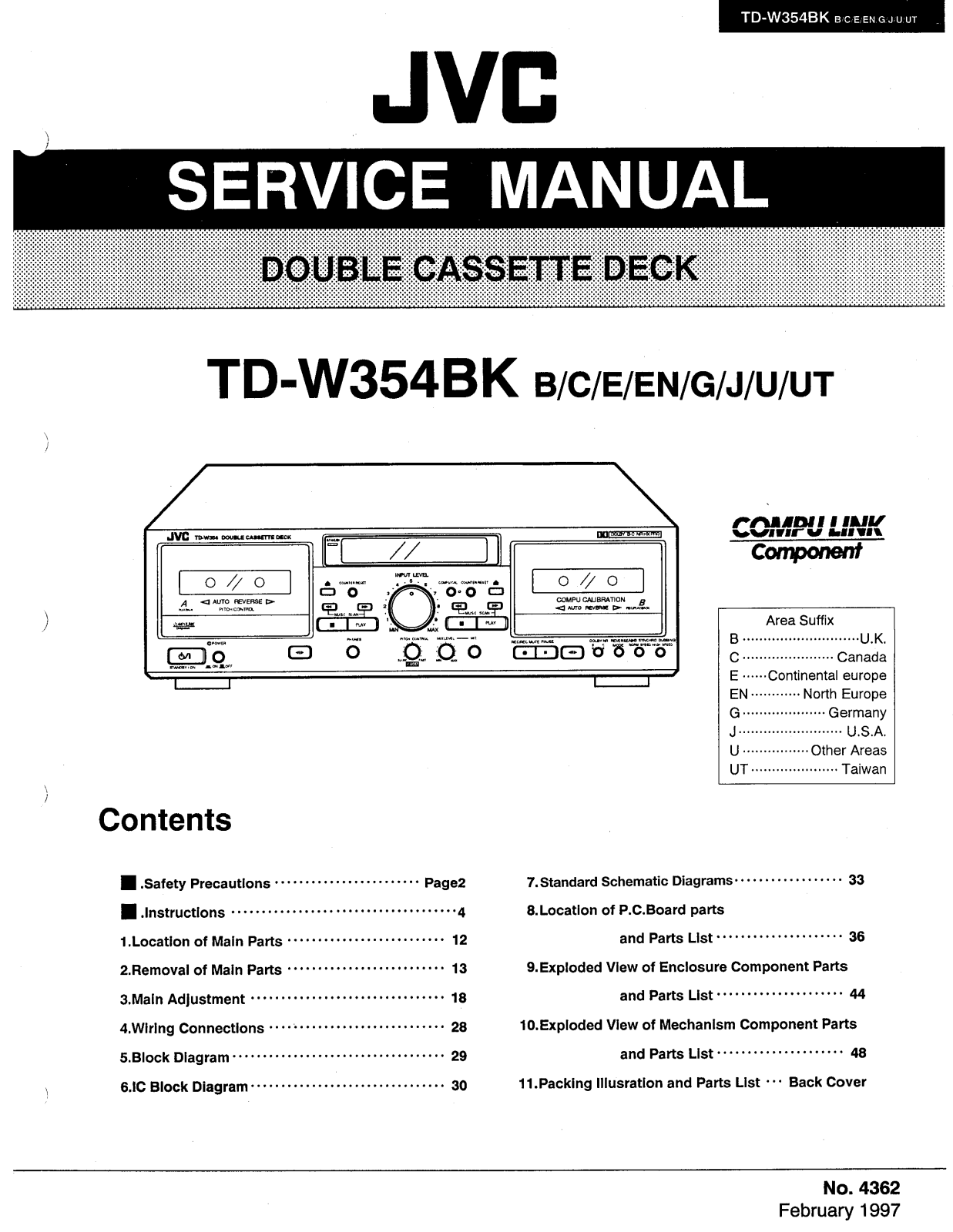 JVC TDW-354-BK Service manual