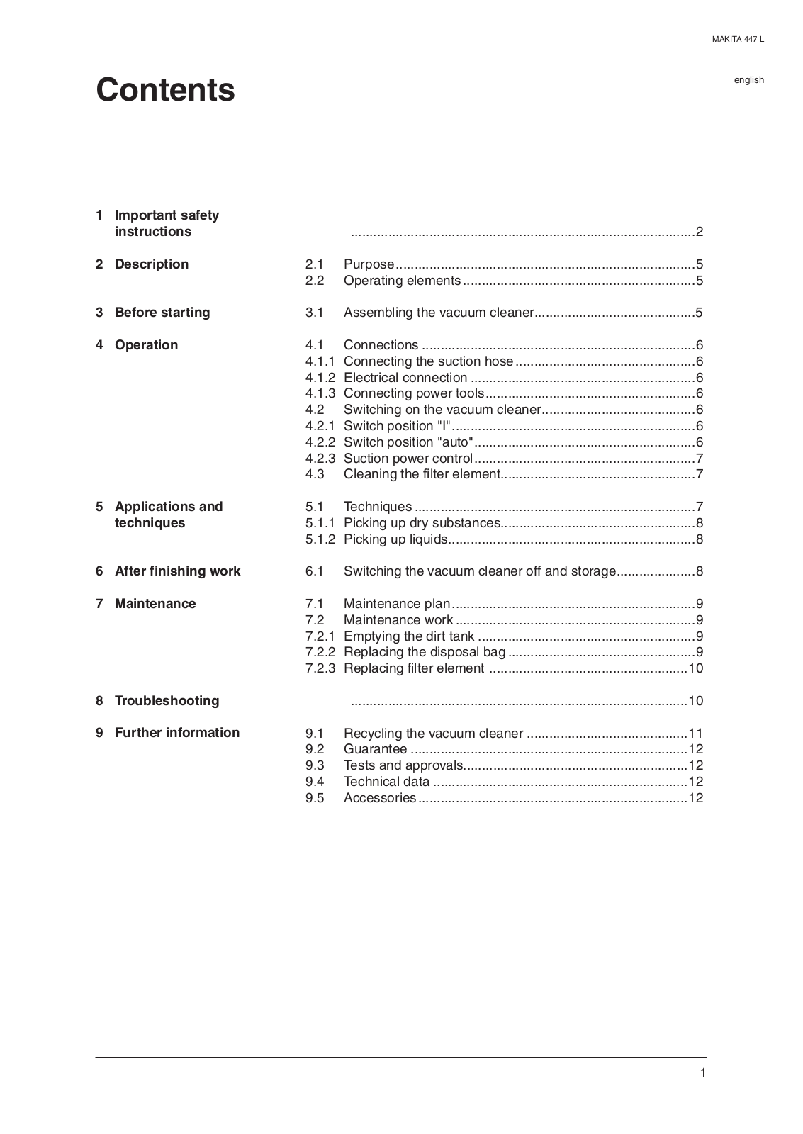 Makita 447L User Manual