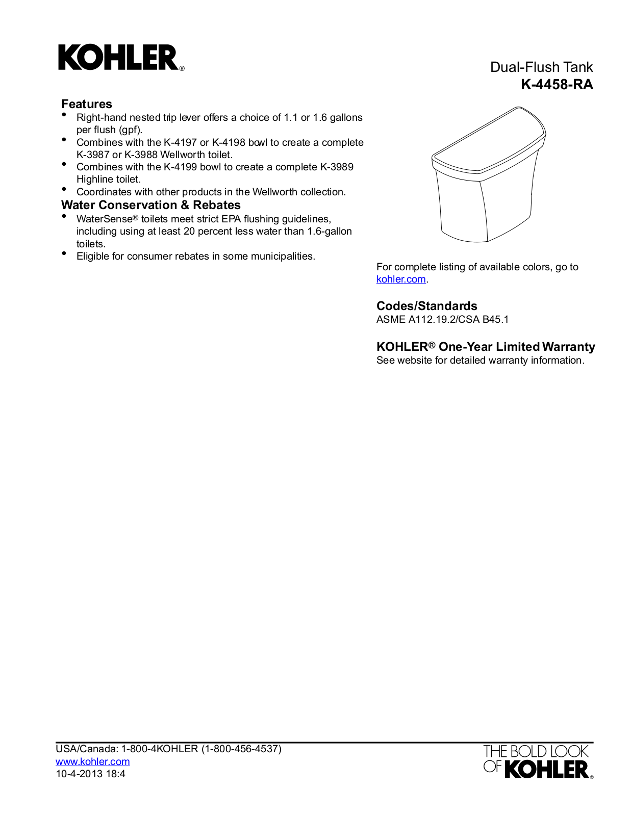 Kohler KOH20394 Specifications - ManualMachine.com