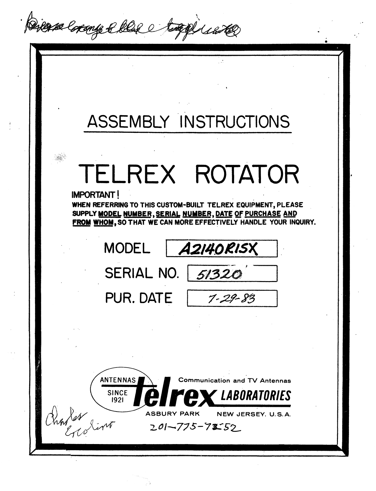 Telrex A2140RISX User guide