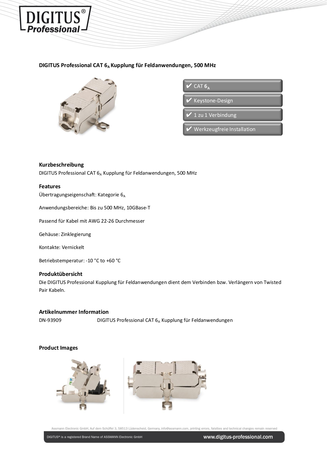 Digitus Professional DN-93909 User Manual