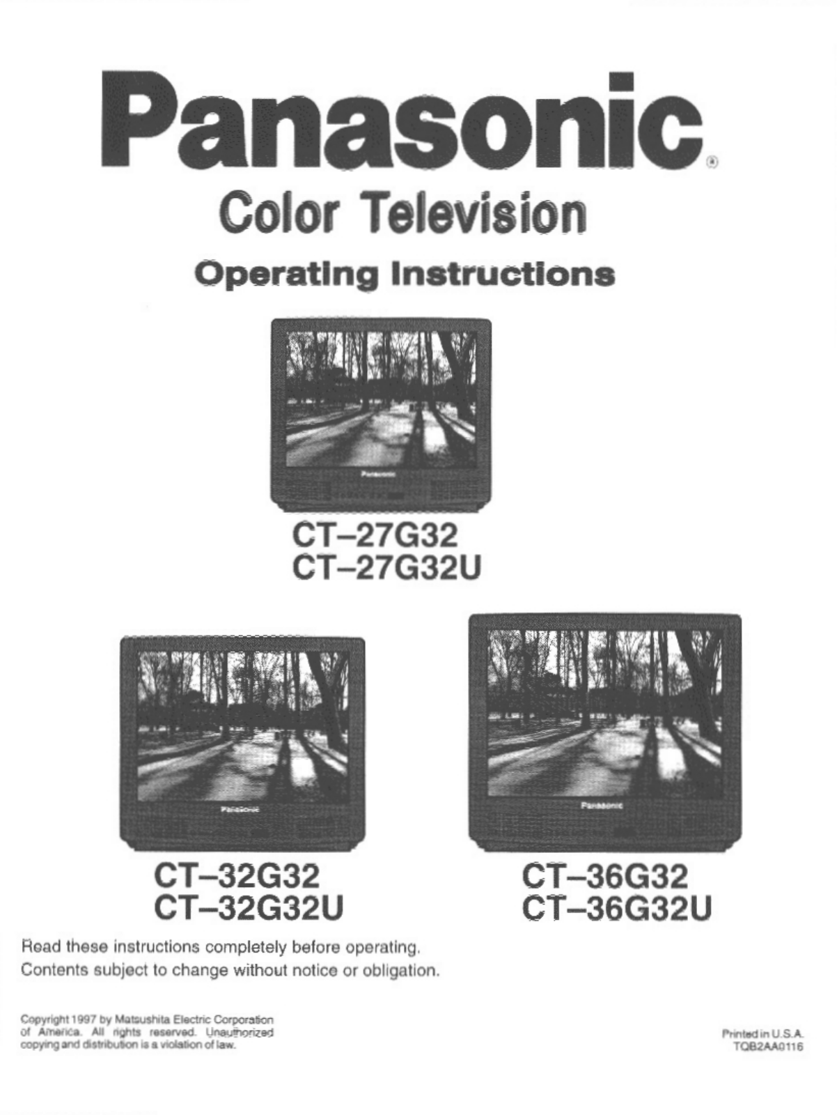Panasonic CT-27G32U, CT-32G32, CT-36G32, CT-36G32U, CT-27G32 User Manual