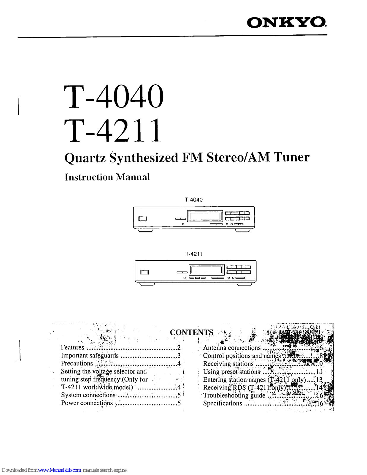 Onkyo T-4020, T-4211 Instruction Manual