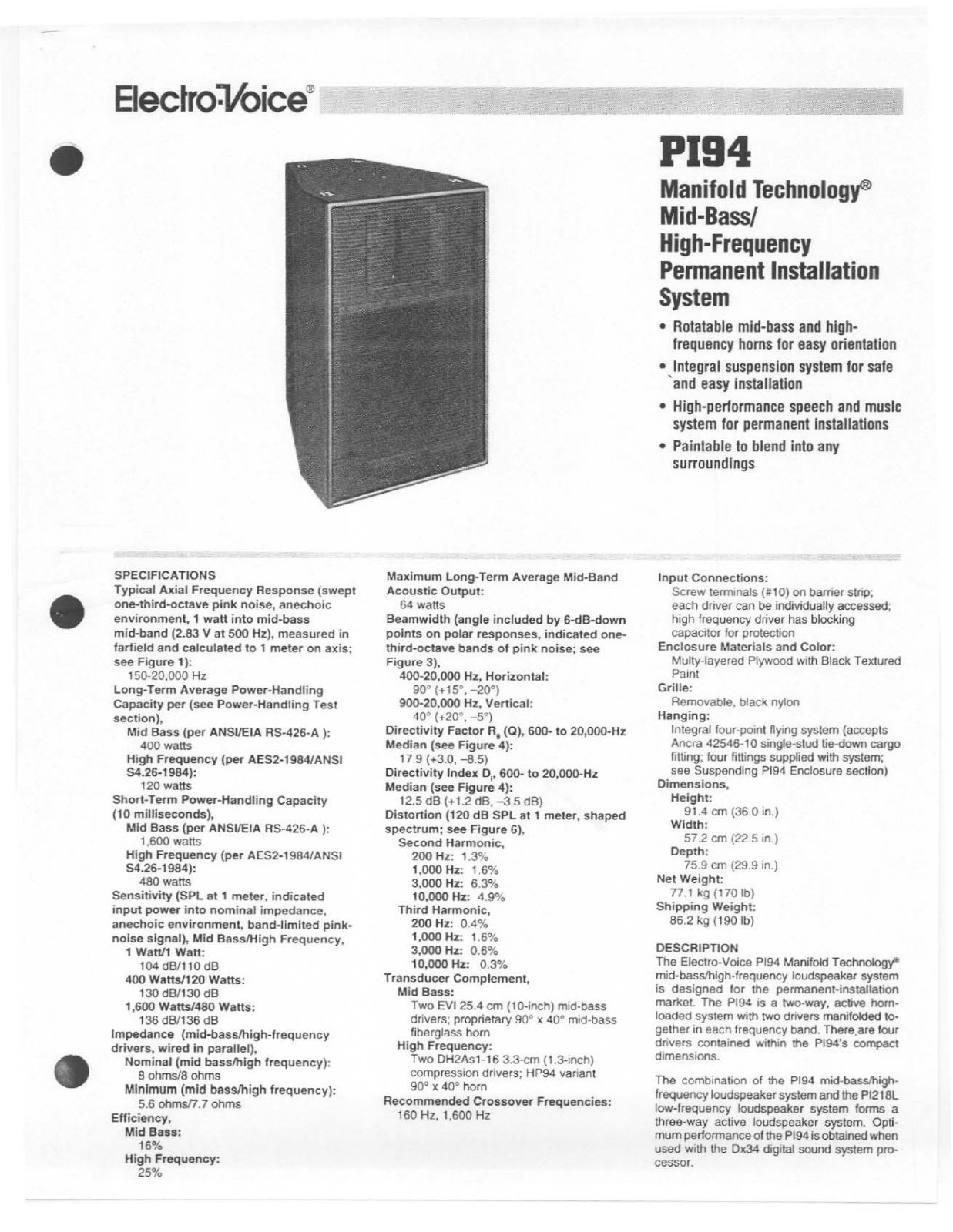 Electro-Voice PI94 User Manual