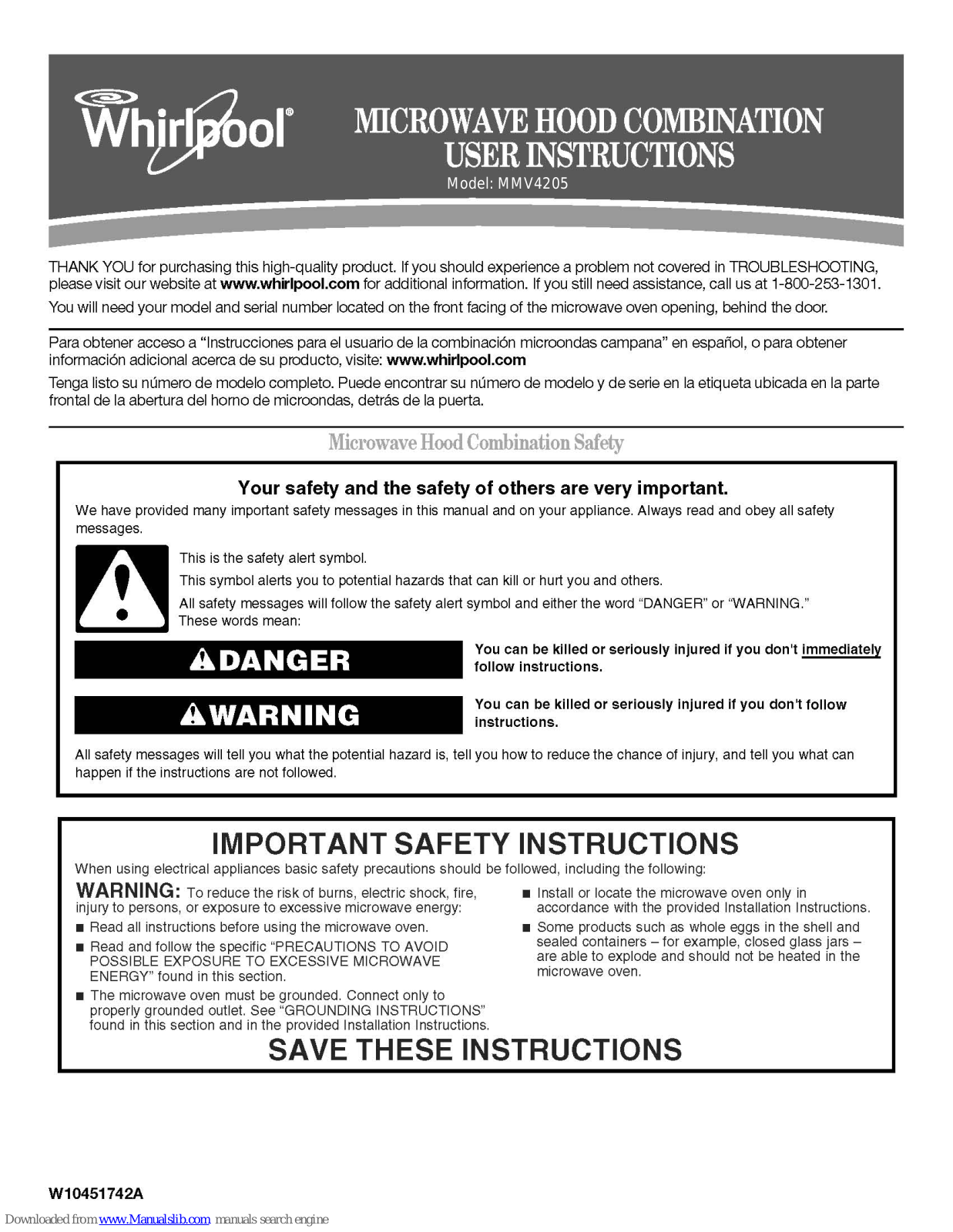 Whirlpool MMV4205 User Instructions - ManualMachine.com