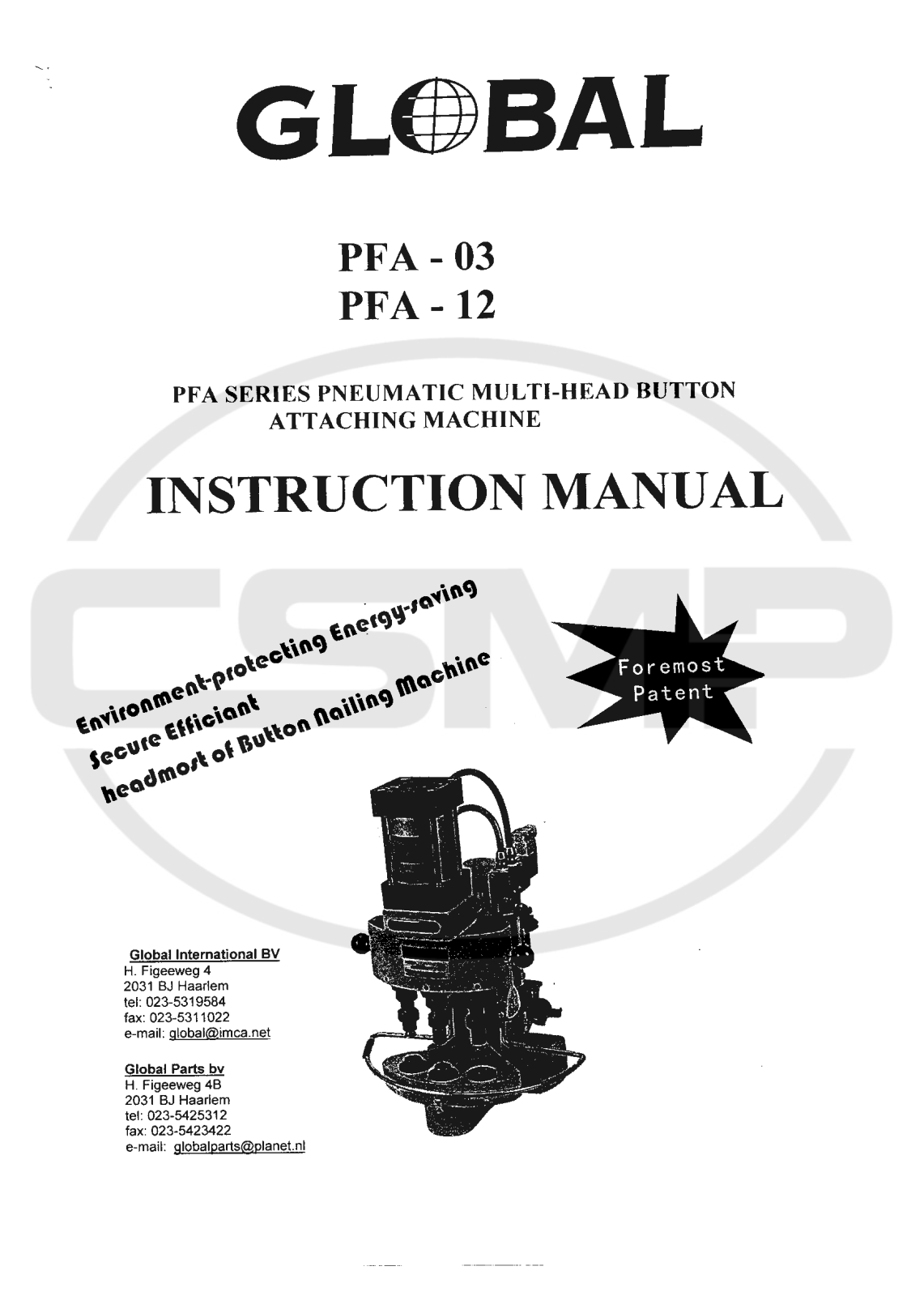 Global PFA-12 Parts Book