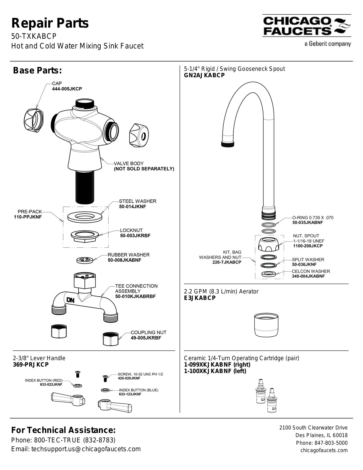 Chicago Faucet 50-TXKABCP User Manual