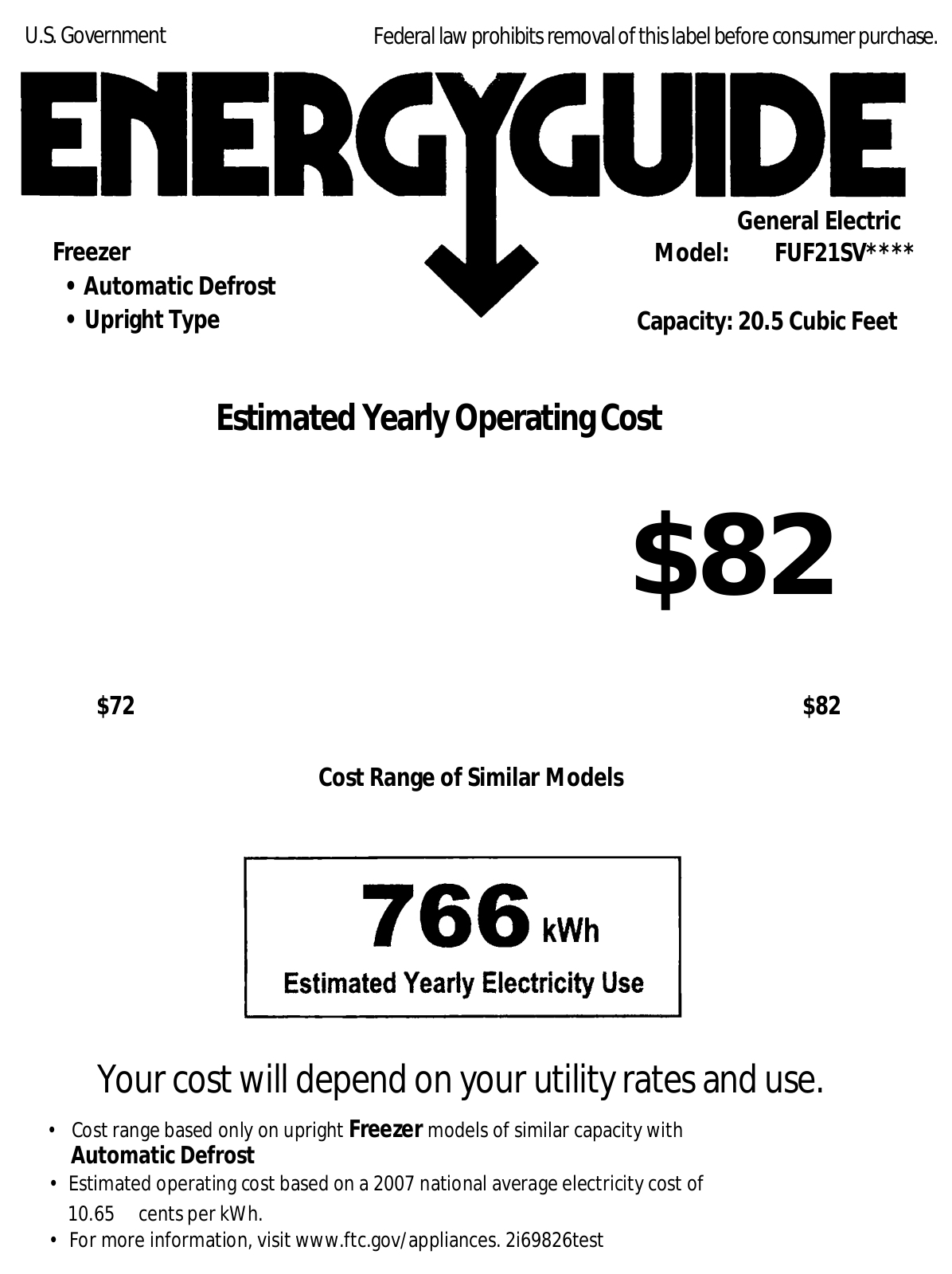 GE FUF21SVRWW User Manual