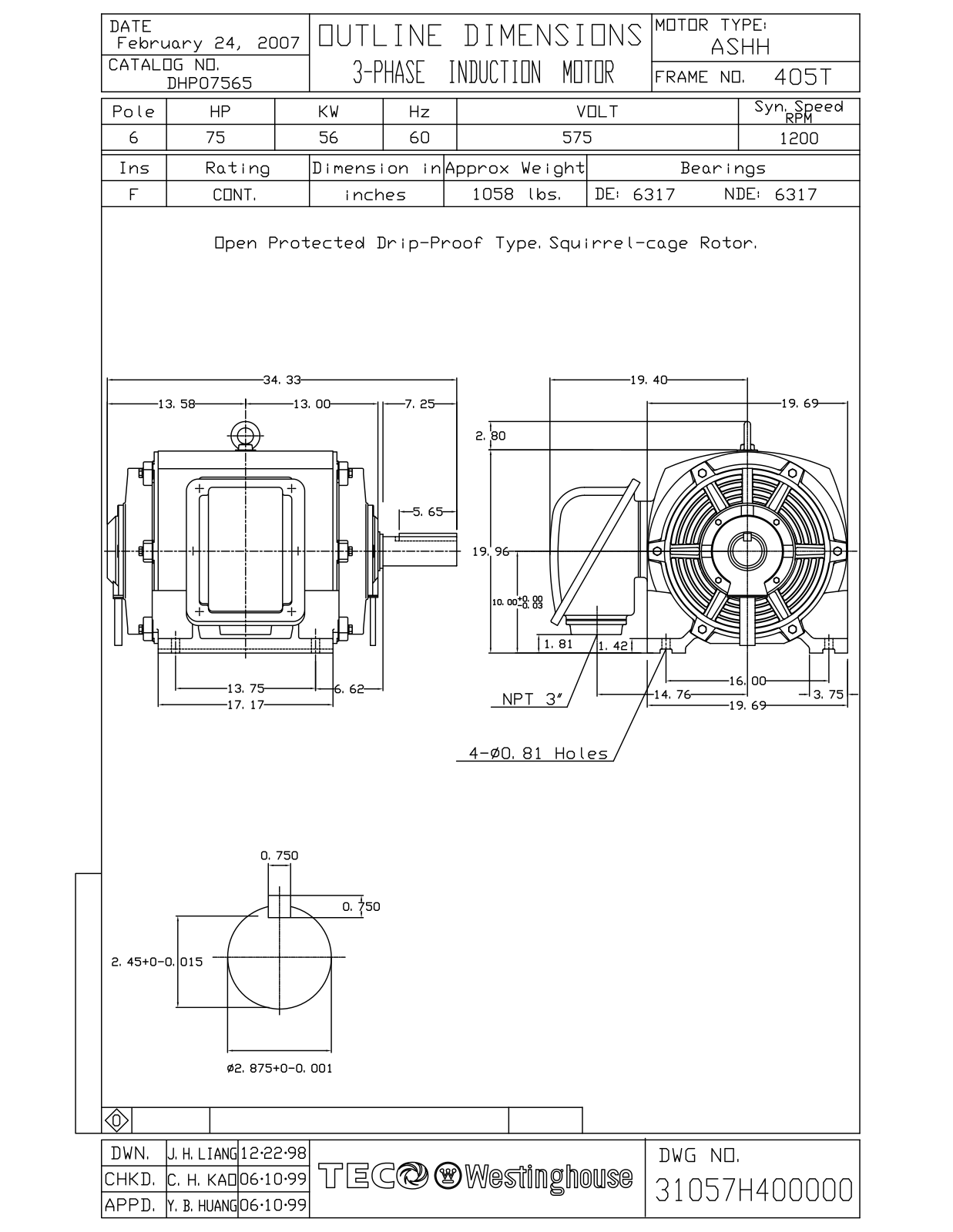 Teco DHP07565 Reference Drawing