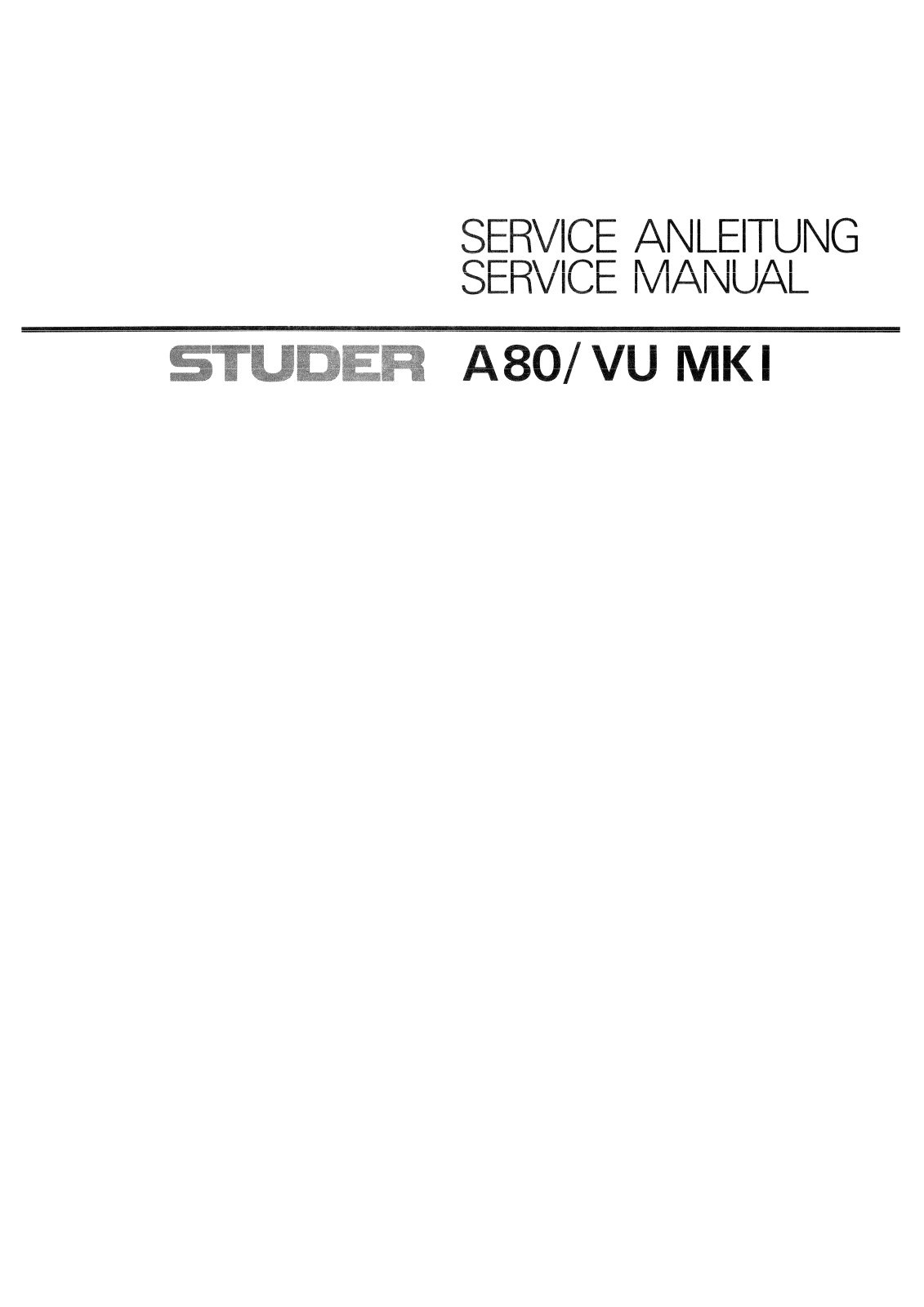 Studer A-80-VU Mk1 Service manual