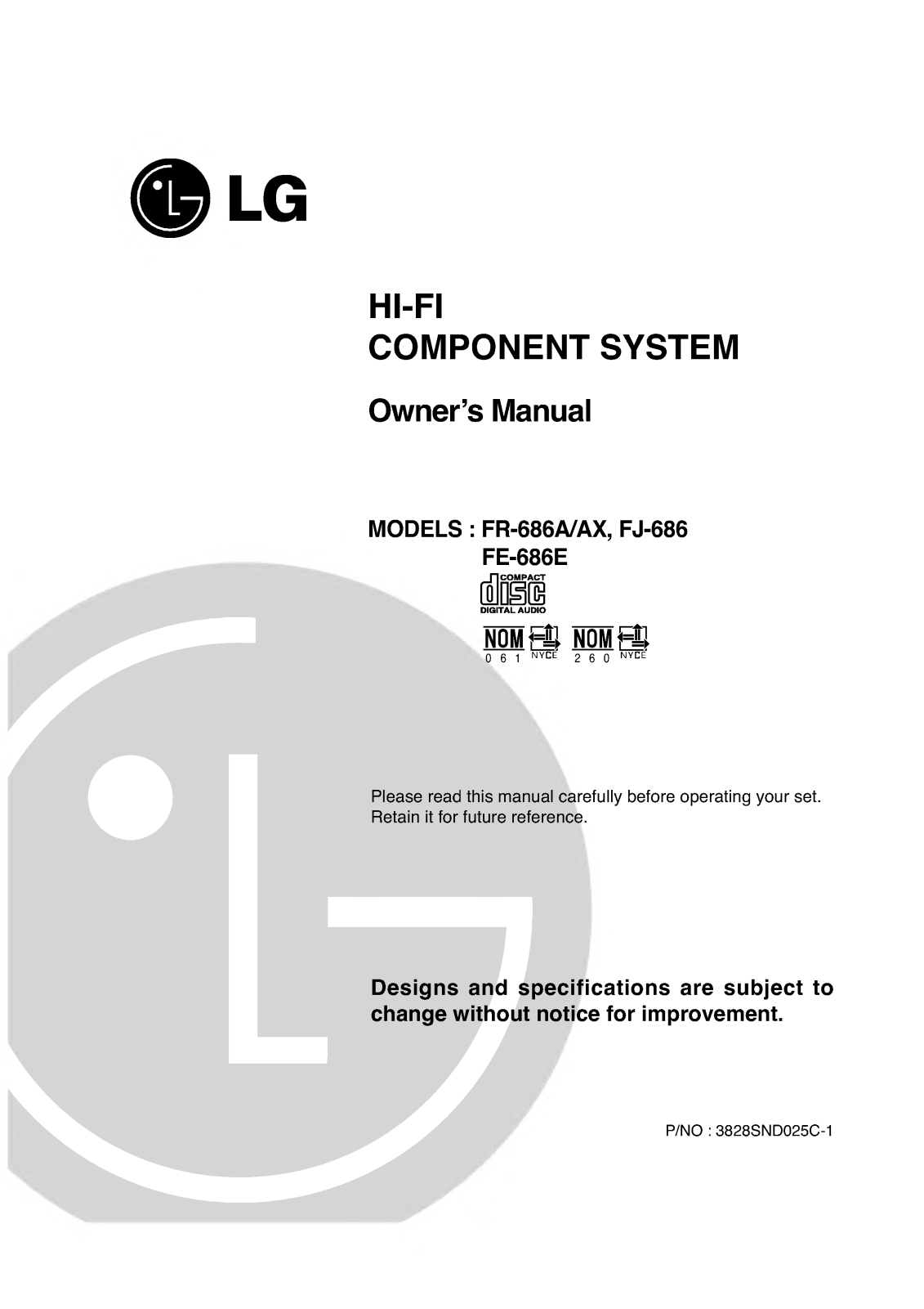 LG FJ-686 Manual