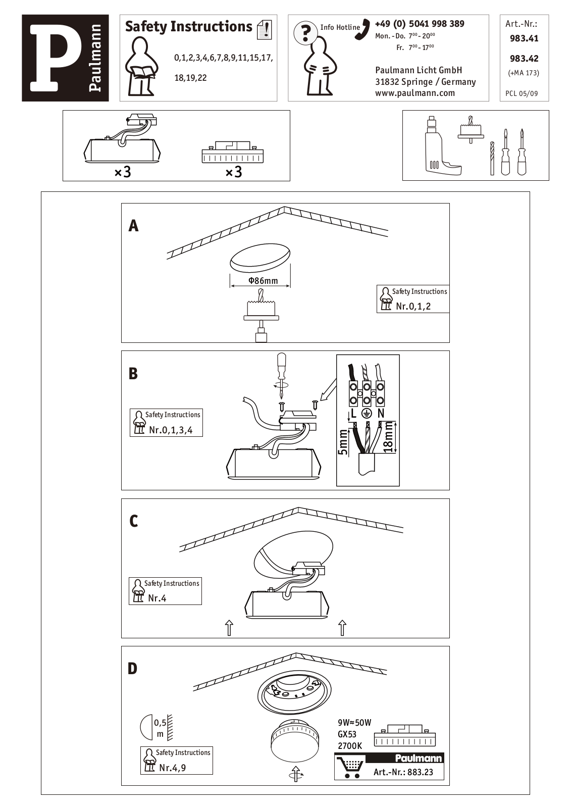 Paulmann 98341, 98342 Safety instructions - ManualMachine.com