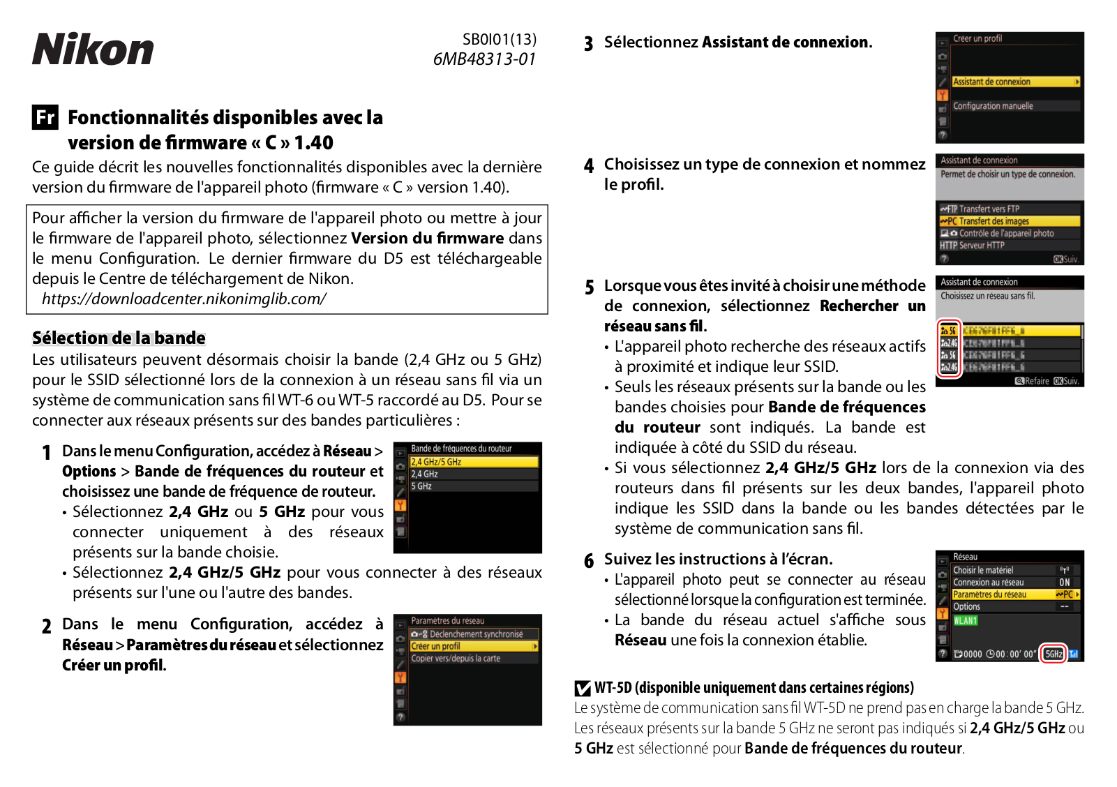 Nikon D5 Firmware Update Supplementary Manual (Firmware Version 1.40)