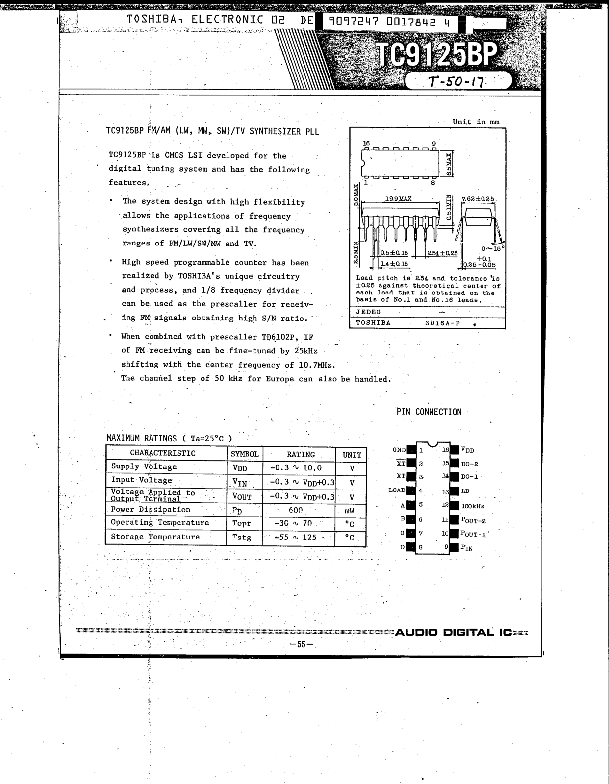 Datasheet TC9125BP Specification - ManualMachine.com