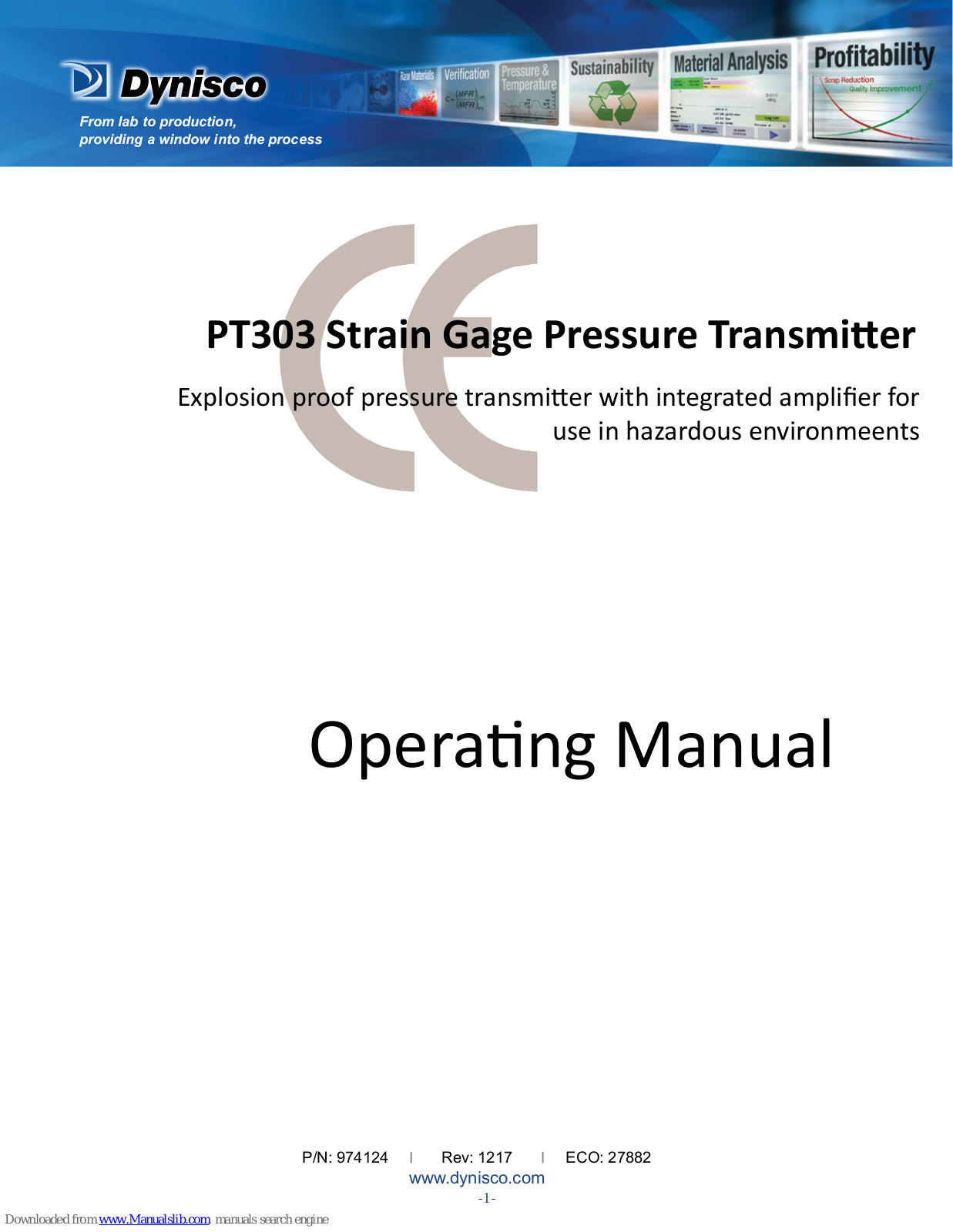 Dynisco PT303 Operating Manual