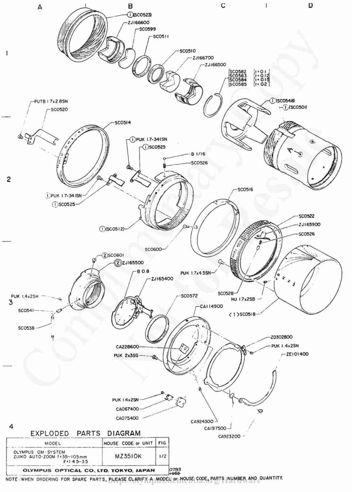 OLYMPUS 35-105mm f3.5-4.5 Service Manual