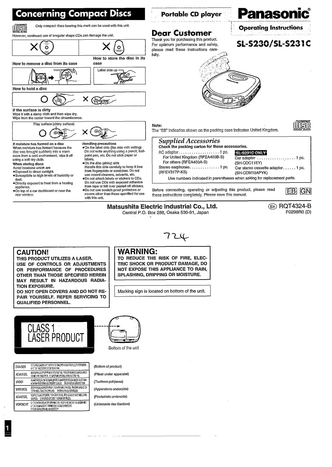 Panasonic SL-S230, SL-S231C User Manual