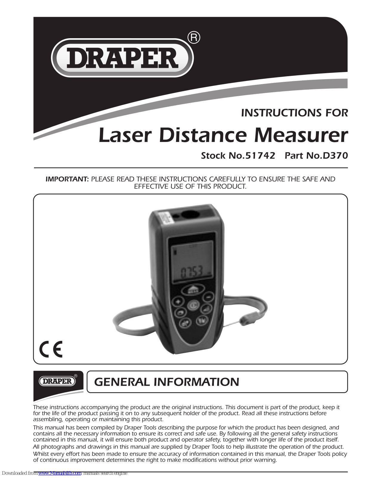 Draper D370 Instructions Manual - ManualMachine.com