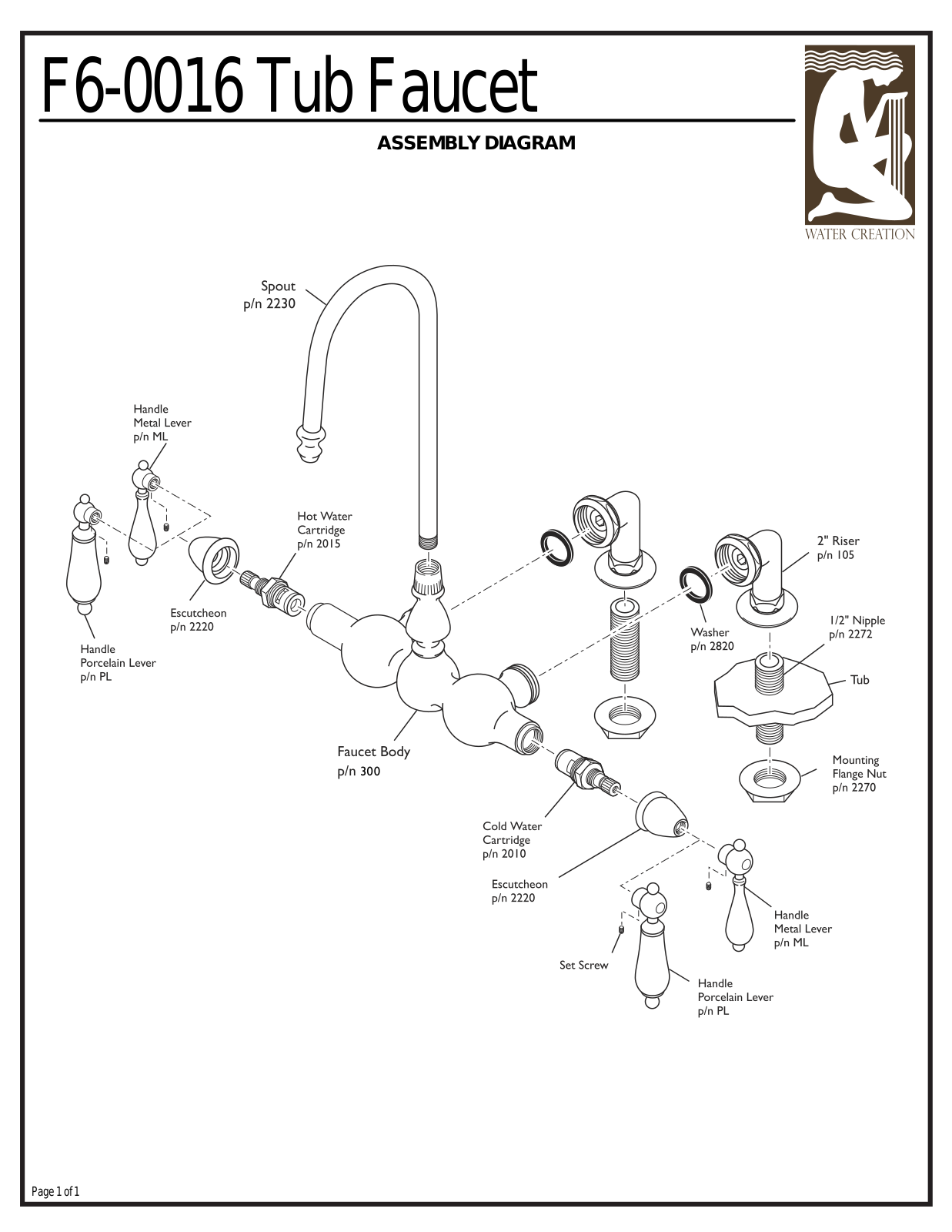 Water Creation F6001605CL, F6001605PL, F6001605AL, F6001603CL, F6001603PL User Manual