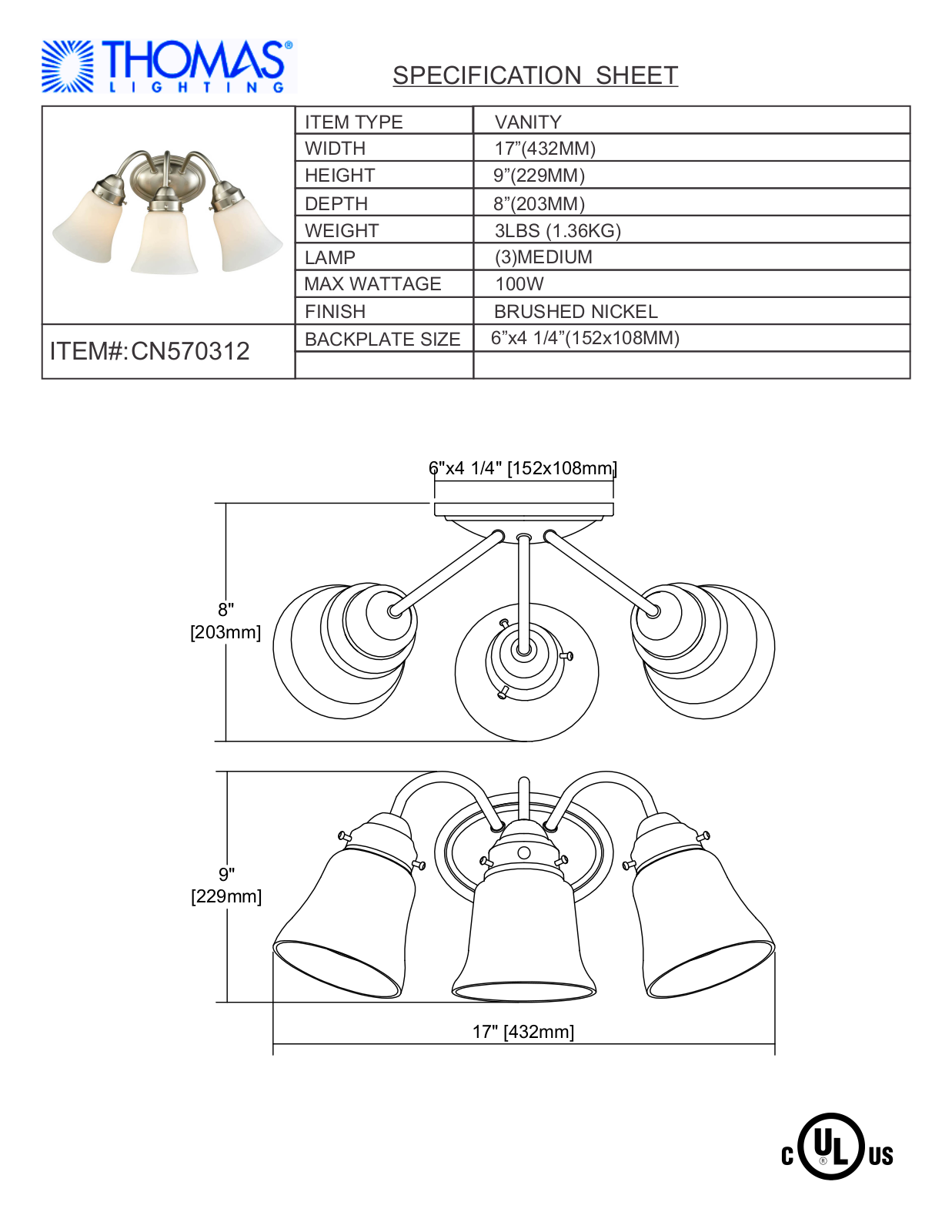 Thomas Lighting CN570312 User Manual - ManualMachine.com