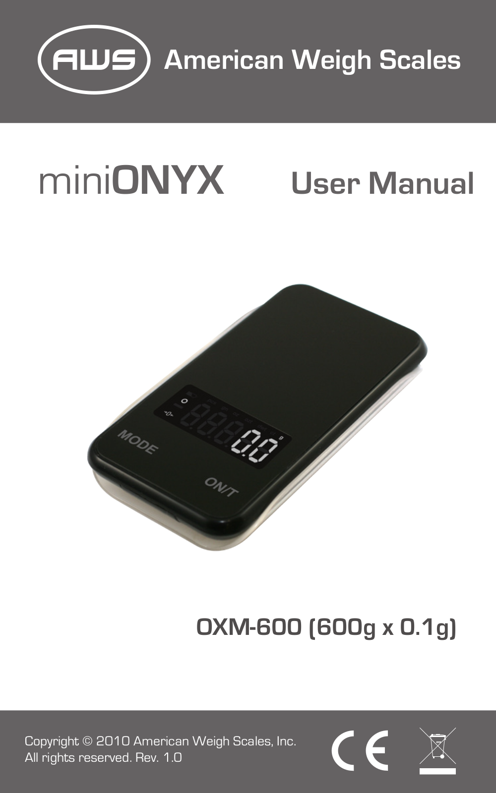 American Weigh Scales (AWS) miniONYX User Manual