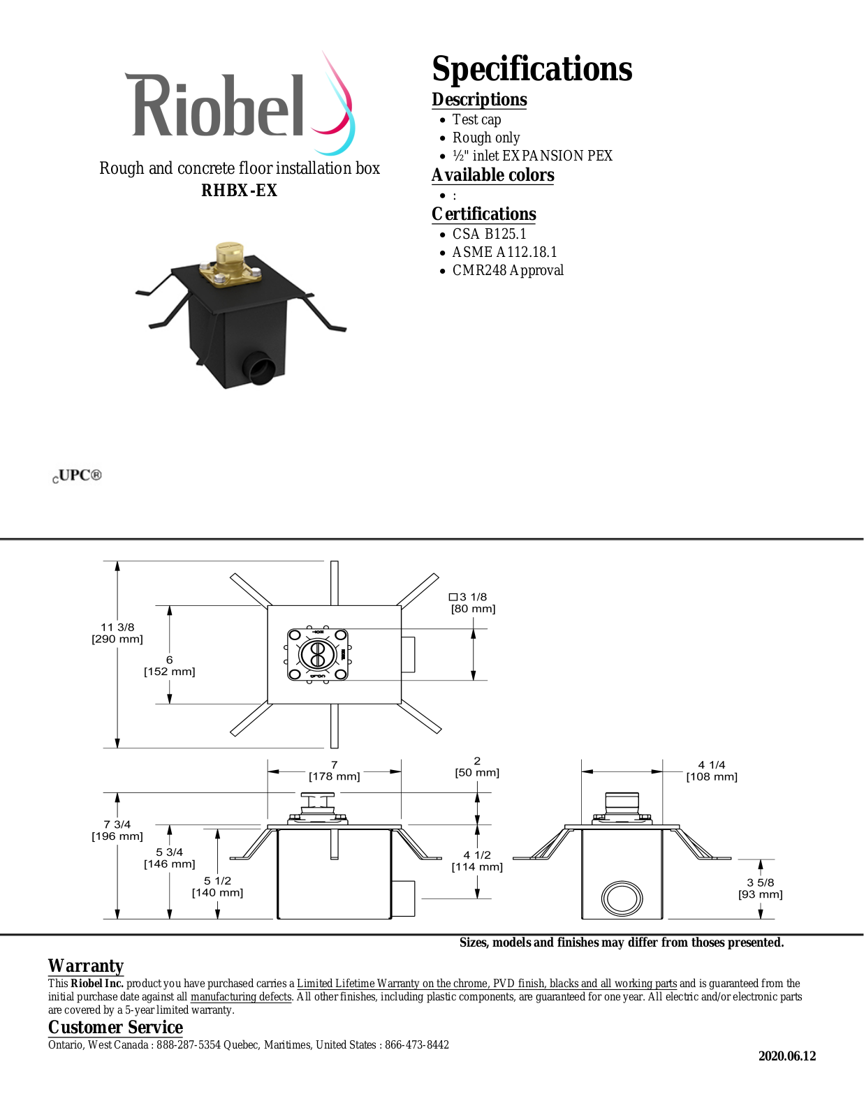 Riobel RHBXEX Specifications - ManualMachine.com
