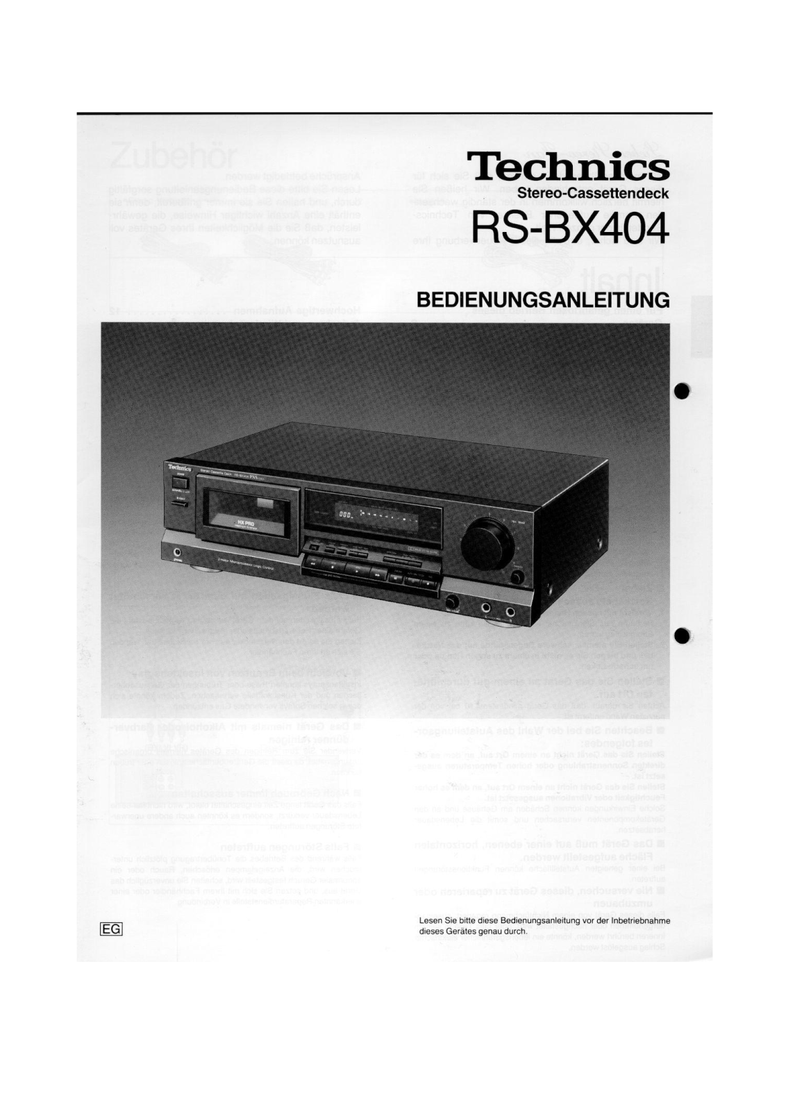 Technics RS-BX-404 Owners Manual
