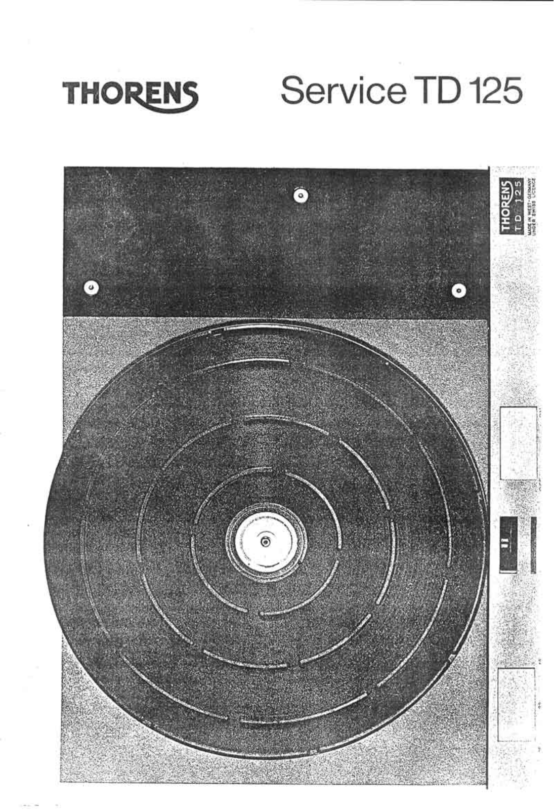 Thorens TD-125 Service manual