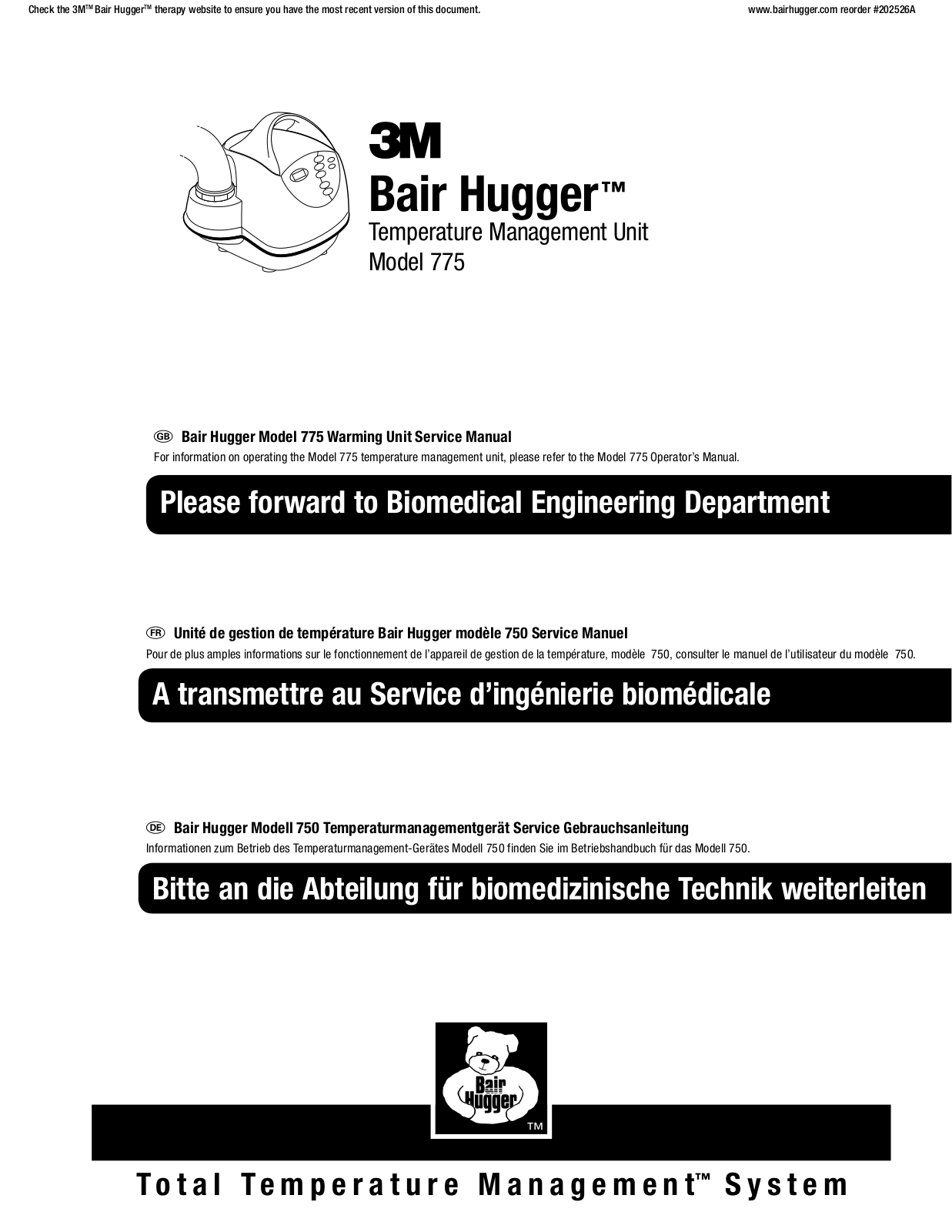 Bair Hugger 775 Service Manual