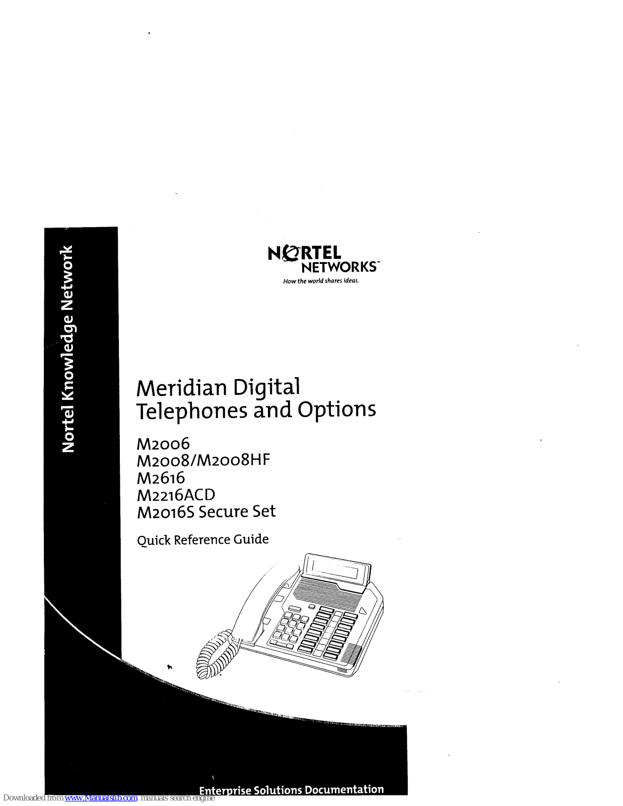 Nortel M2016S secure set Quick Reference Manual