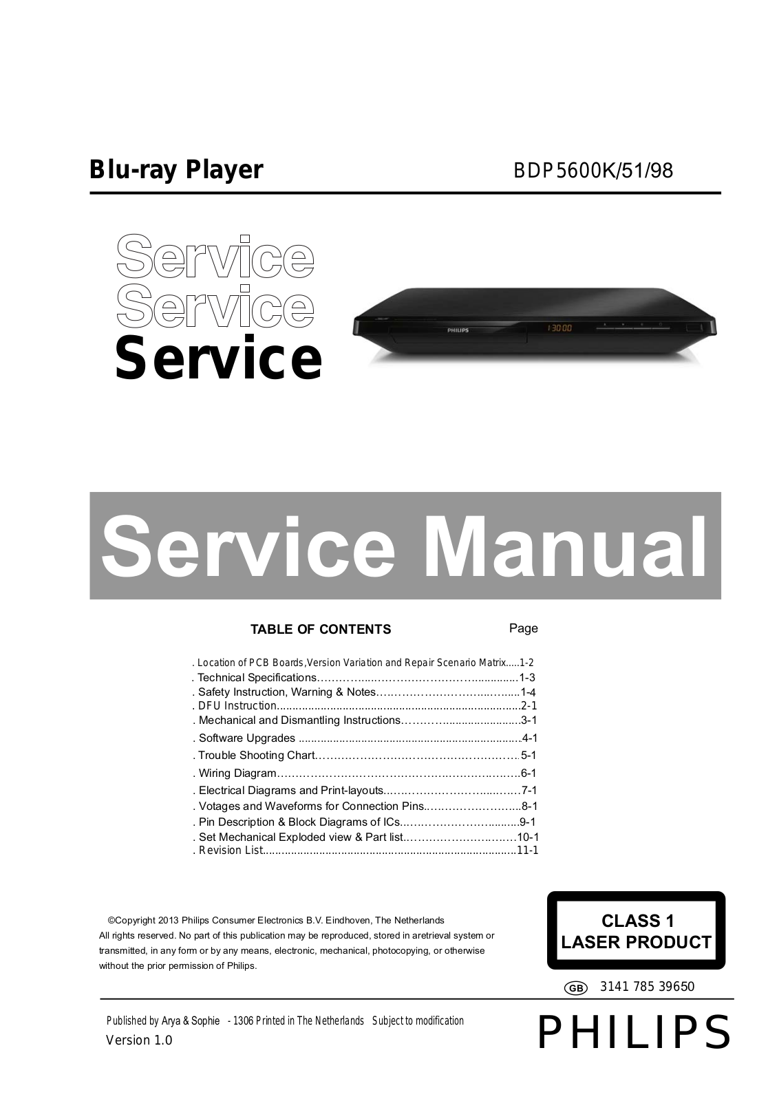 Philips BDP5600K Service manual