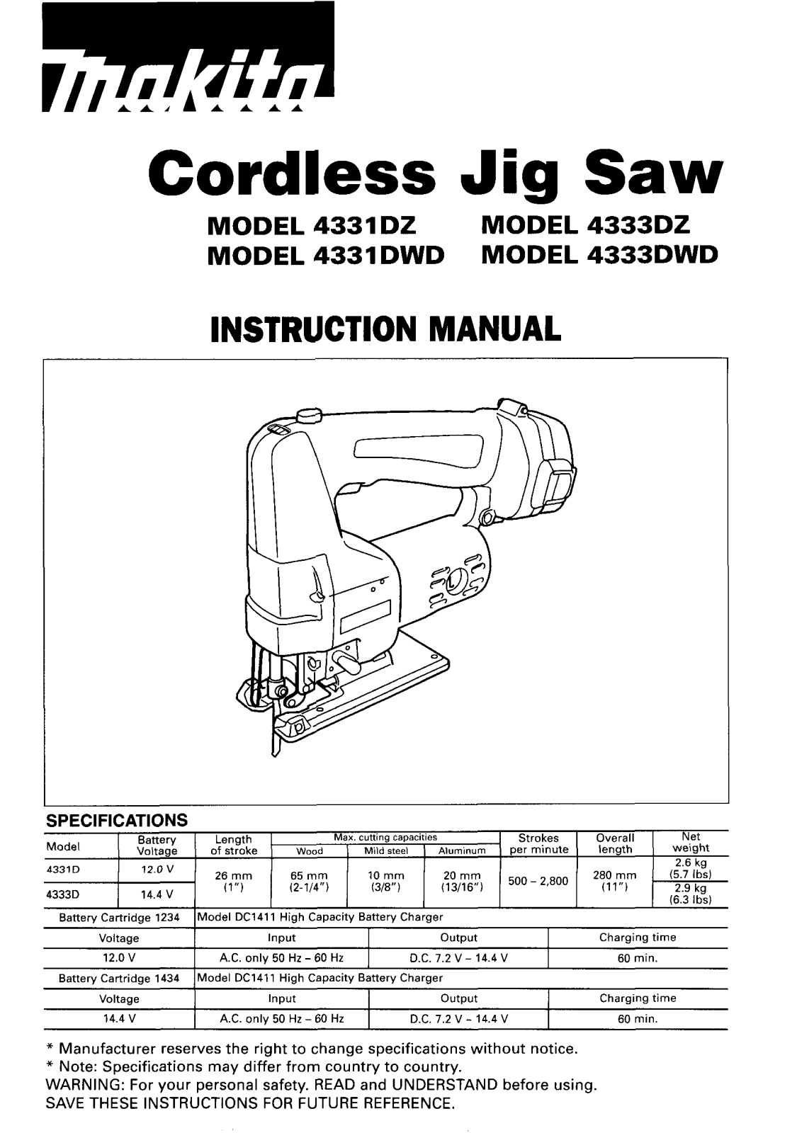 Makita 4333DWD User Manual