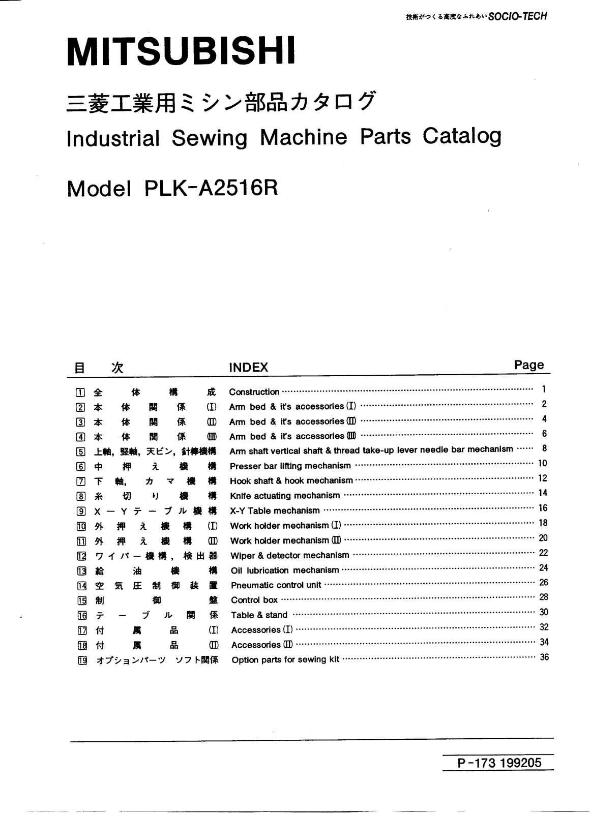 MITSUBISHI PLK-A2516R Parts List