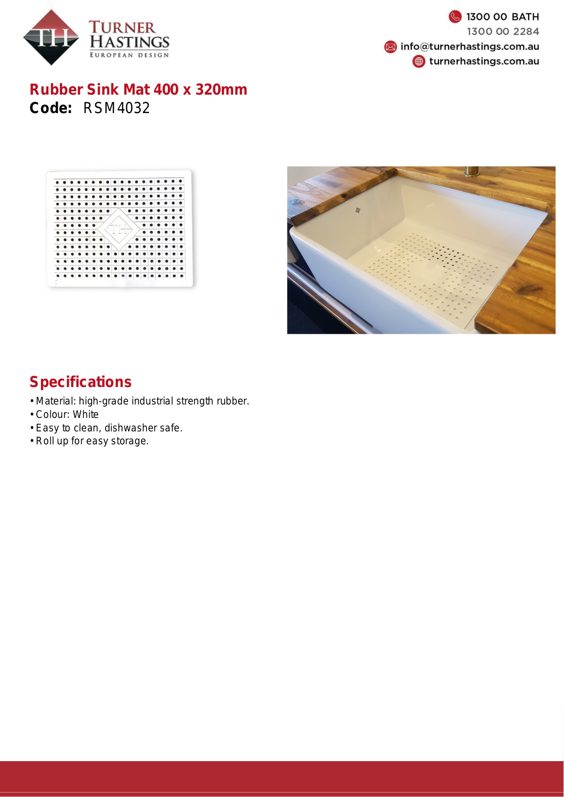 Turner Hastings RSM4032 Specifications Sheet