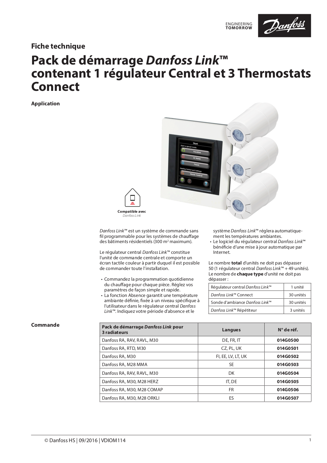 Danfoss Régulateur Central Danfoss Link Data sheet