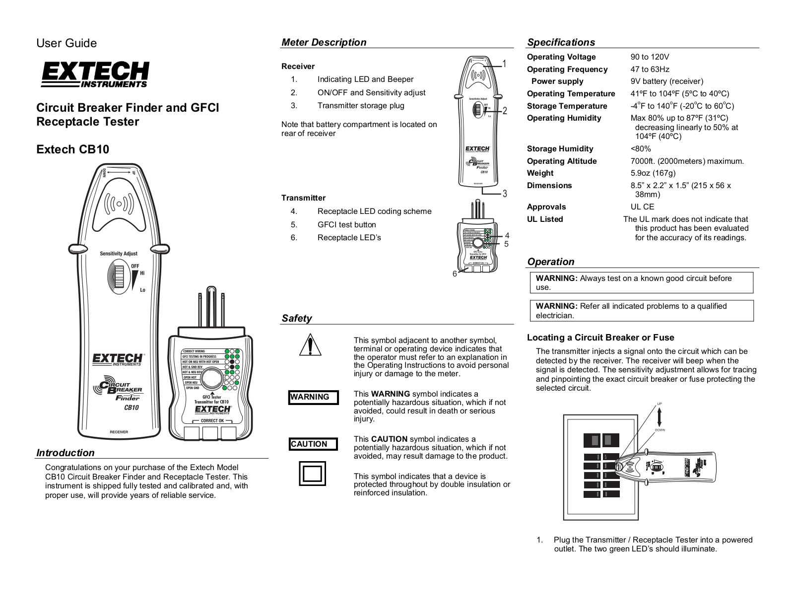 Extech CB10, CB10-KIT Operating Manual