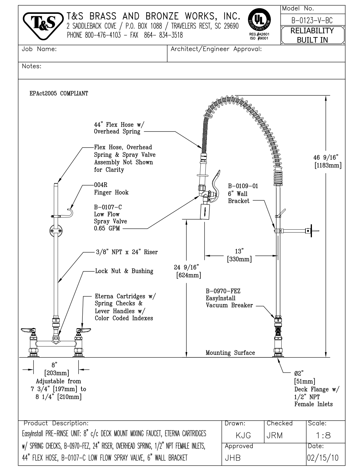 T&S Brass B-0123-V-BC User Manual