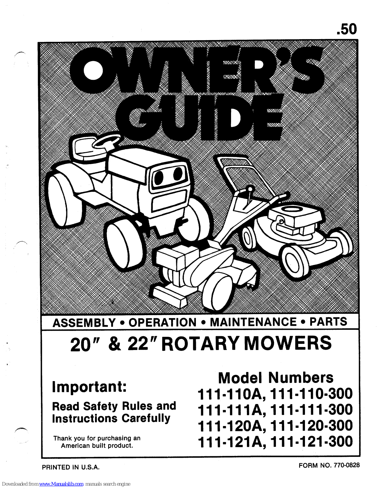 MTD 110-110-300, 110-111-300, 110-111A, 110-110A, 110-121-300 Owner's Manual