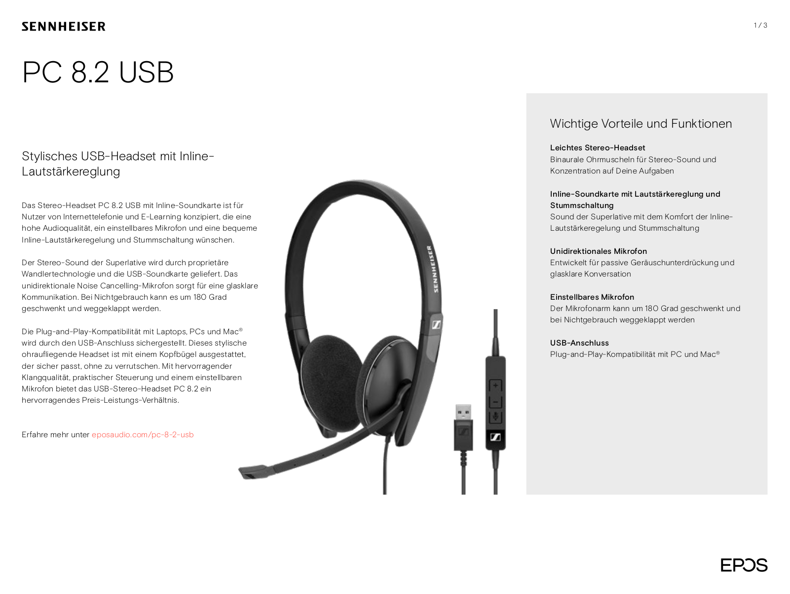 Sennheiser PC 8.2 USB User Manual