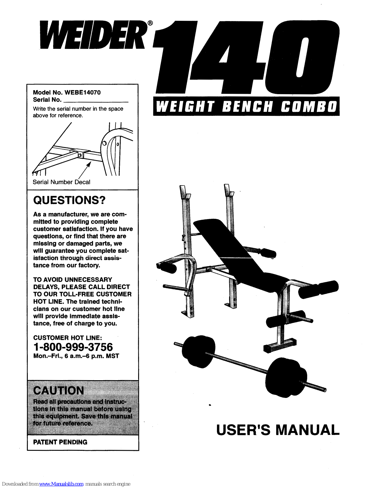 Weider WEBE14070 User Manual