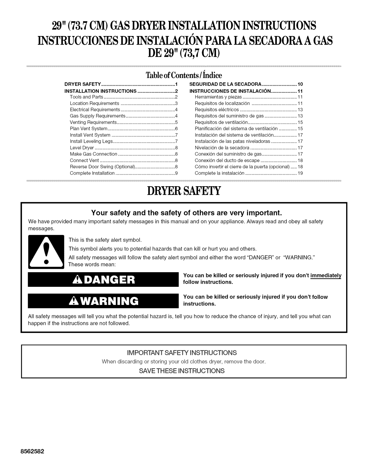 Whirlpool WGD5100SQ0, WGD5520SQ0, 7MLGR7648PW0, 7MLGR7648PT0, 7MLGR7648PG0 Installation Guide - ManualMachine.com