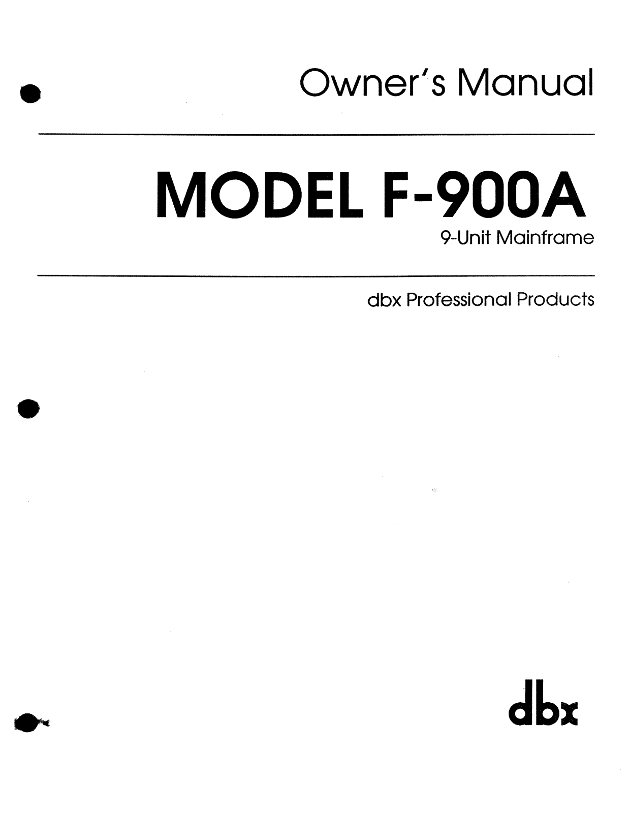 dbx F-900A User Guide