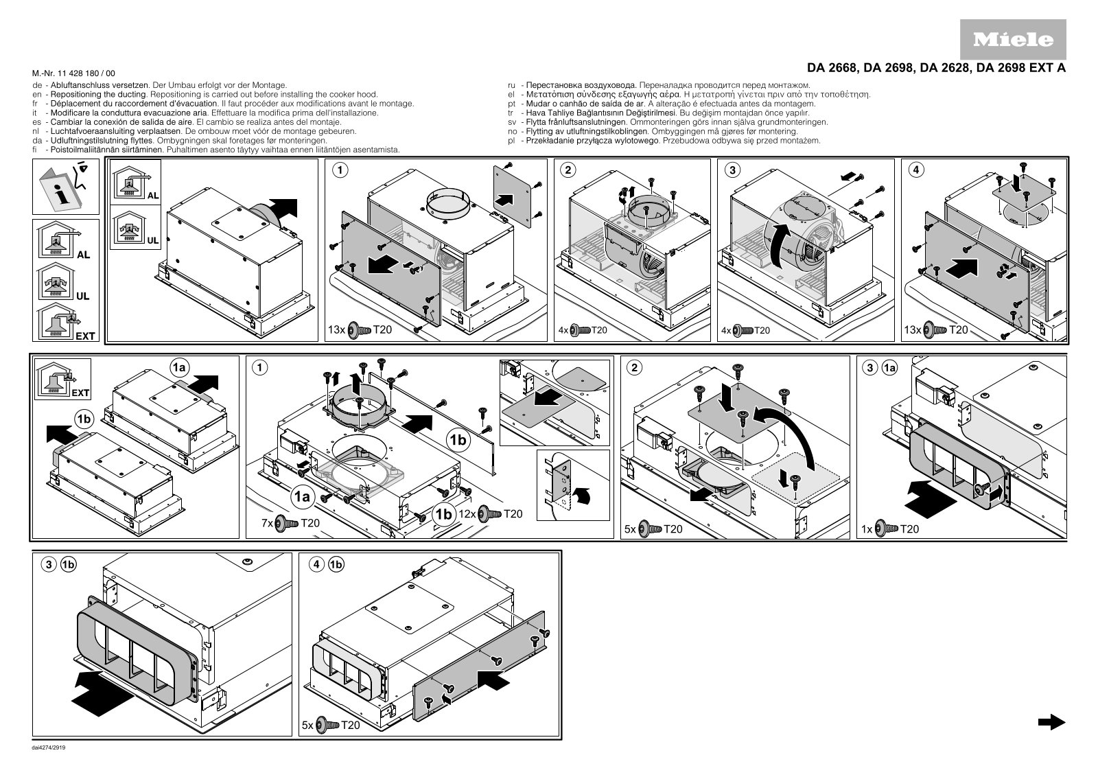 Miele DA 2668, DA 2698, DA 2698 EXTA Installation Plan